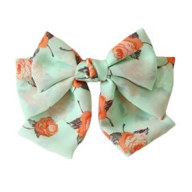 Cute Aqua Blue Rose Bowknot Hair Barrettes Handmade Chiffon Hair Clip