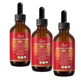 WINYEL Cayenne Pepper Drops Herbal Supplement, Hawthorn Berry, Vitamin D3 K2, Beet Root, Ceylon Cinnamon, Turmeric & Berberine Extract, 60ML (Option: 3 PCS)