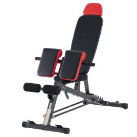FID Multi-Functional Workout Bench, Roman Chair And Ab Sit-up Bench, Adjustable Incline Decline Flat Bench For Full Body Training (Option: Black red)