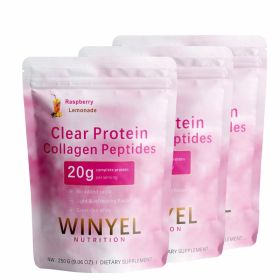 WINYEL Nutrition Clear Protein Collagen Peptides, Raspberry Lemonade, 20g Protein, Zero Sugar, Grass-Fed Whey, 250g (Option: 3 PCS)
