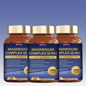WINYEL Magnesium Complex 700mg 12 In 1 Magnesium Supplement With Glycinate, Citrate, Malate  Sleep, Calm, Muscle Relaxation, Heart Health Support (Option: 3 PCS)