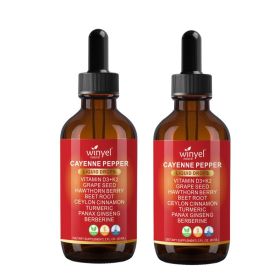 WINYEL Cayenne Pepper Drops Herbal Supplement, Hawthorn Berry, Vitamin D3 K2, Beet Root, Ceylon Cinnamon, Turmeric & Berberine Extract, 60ML (Option: 2 PCS)