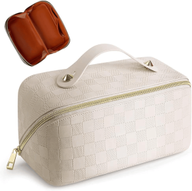 Expandable Makeup Bag (Color: Cream)